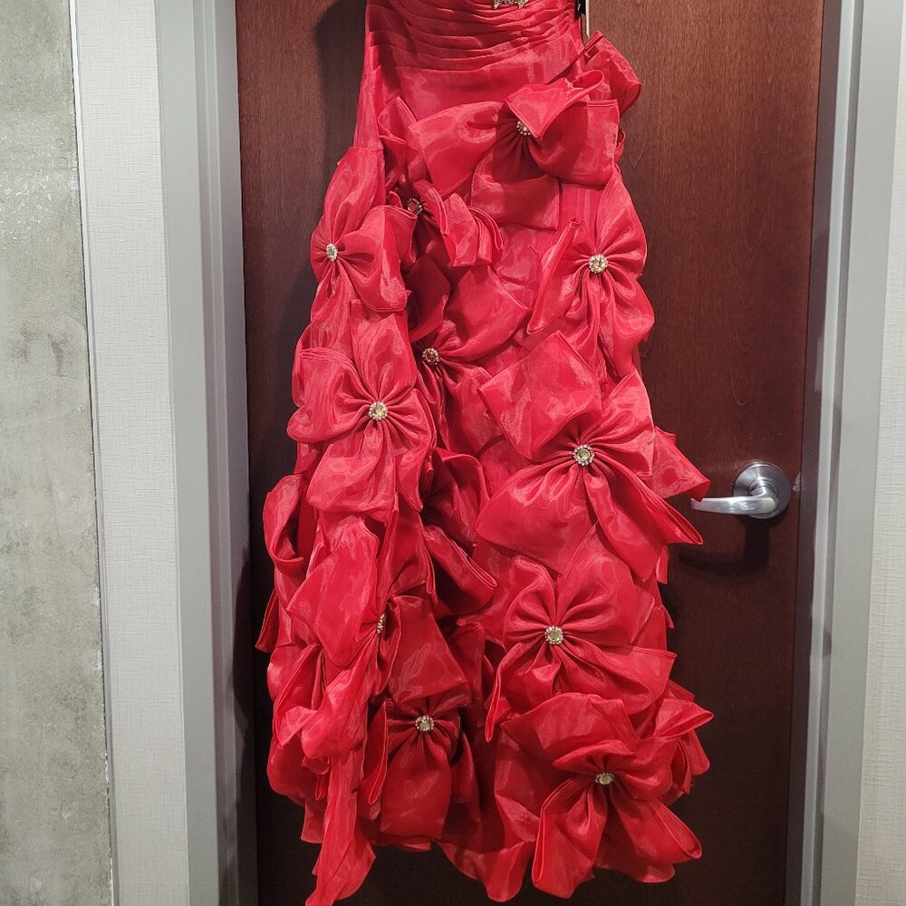 Precious Formals P154 Size 2 Red Prom Dress - Picture 4 of 10